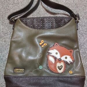 Chala Fox Crossbody Bag Brown & Green Vegan Leather